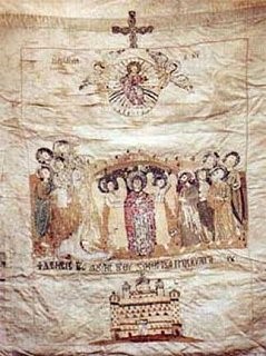Το Λάβαρο των Μακεδονικών δυνάμεων της Ελληνικής Επανάστασης του 1821 που υψώθηκε στη μάχη της Ρεντίνας, στις 17 Ιουνίου 1821, στη Μακεδονία υπό την αρχηγία του Αρχιστράτηγου Εμμανουήλ Παπά φυλάσσεται στην Ι. Μ. Εσφιγμένου στο Άγιον Όρος